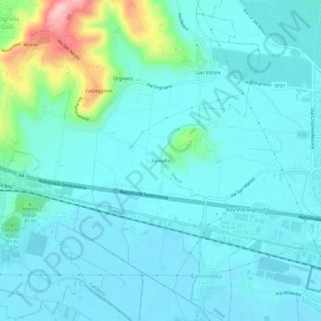 Mapa topográfico Fornello, altitud, relieve