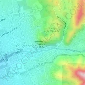 Mapa topográfico Cerro 18, altitud, relieve