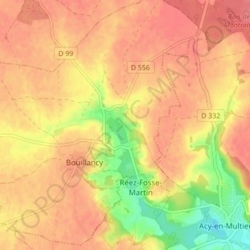 Mapa topográfico Le Pressoir, altitud, relieve