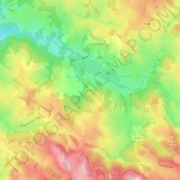 Mapa topográfico Martabriol, altitud, relieve