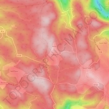 Mapa topográfico Gabaude, altitud, relieve