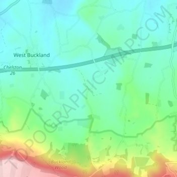 Mapa topográfico Budleigh, altitud, relieve