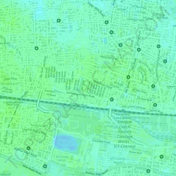 Mapa topográfico GKM Colony, altitud, relieve