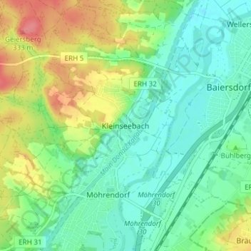 Mapa topográfico Kleinseebach, altitud, relieve