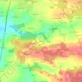 Mapa topográfico La Grée, altitud, relieve