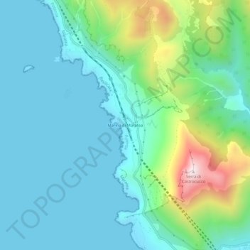 Mapa topográfico Marina di Maratea, altitud, relieve