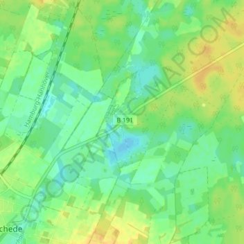Mapa topográfico Aschauteiche, altitud, relieve
