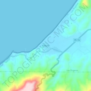 Mapa topográfico El Ñuro, altitud, relieve