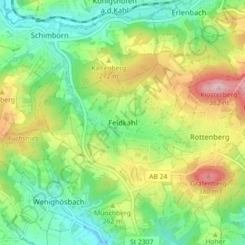 Mapa topográfico Feldkahl, altitud, relieve