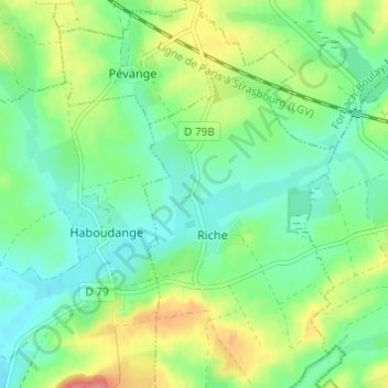 Mapa topográfico Metzing, altitud, relieve