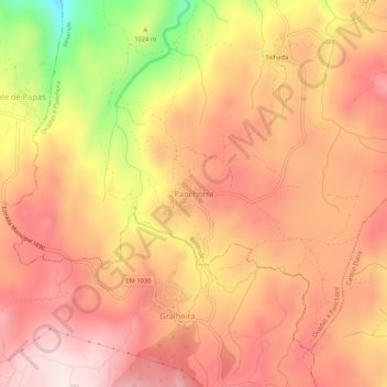 Mapa topográfico Panchorra, altitud, relieve