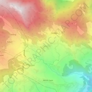 Mapa topográfico Nauti, altitud, relieve