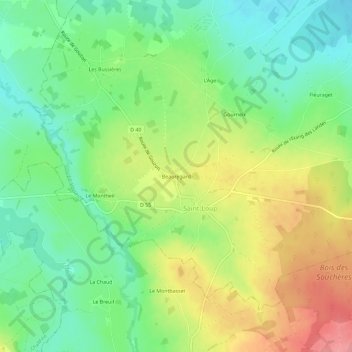Mapa topográfico Beauregard, altitud, relieve