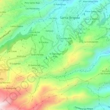 Mapa topográfico El Gamonal Bajo, altitud, relieve