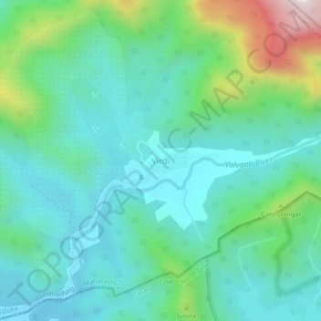 Mapa topográfico Virdi, altitud, relieve