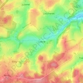 Mapa topográfico Chêne, altitud, relieve