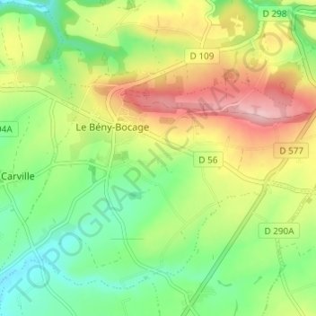 Mapa topográfico Le Hamel Pin, altitud, relieve