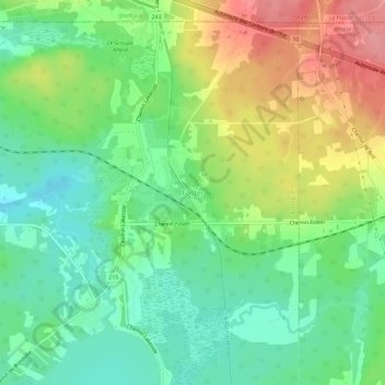 Mapa topográfico Foster, altitud, relieve