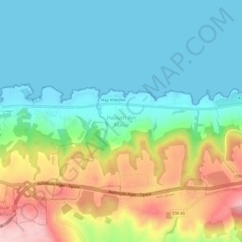 Mapa topográfico Haouch Ain Maiza, altitud, relieve