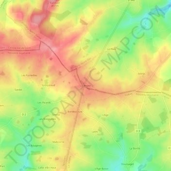 Mapa topográfico Le Brolet, altitud, relieve