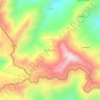 Mapa topográfico Veracruz, altitud, relieve