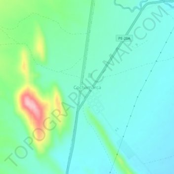 Mapa topográfico Cochamarca, altitud, relieve