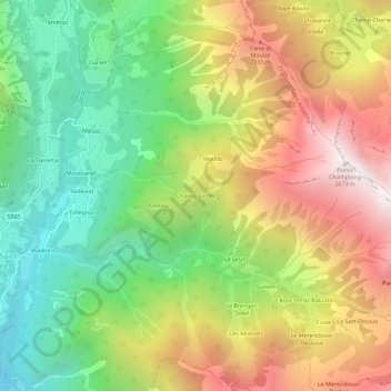 Mapa topográfico Champ-Sucon, altitud, relieve