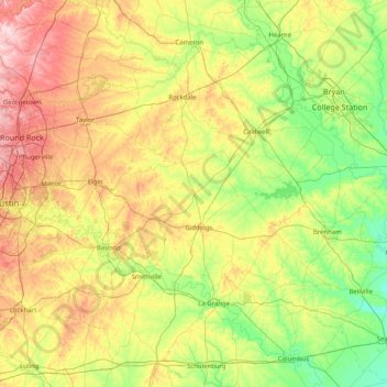 Mapa topográfico Lee, altitud, relieve