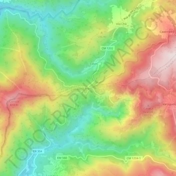 Mapa topográfico Fojo, altitud, relieve
