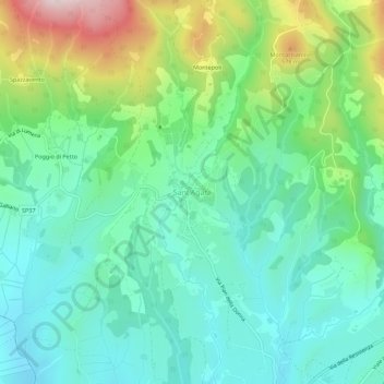 Mapa topográfico Sant'Agata, altitud, relieve
