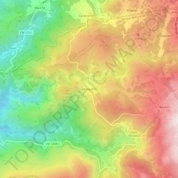 Mapa topográfico Varzigueto, altitud, relieve
