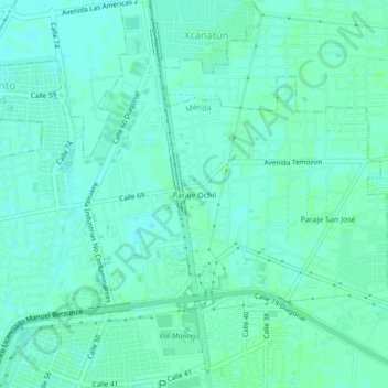 Mapa topográfico Paraje Ochil, altitud, relieve