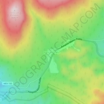 Mapa topográfico Rancho Viejo, altitud, relieve