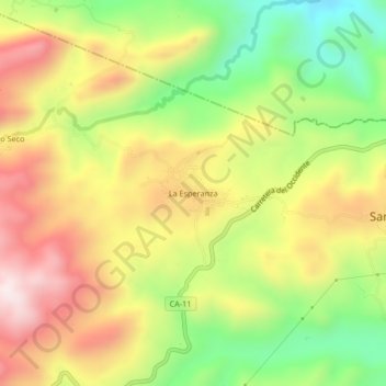 Mapa topográfico La Esperanza, altitud, relieve