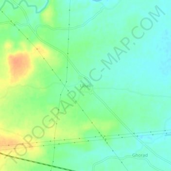 Mapa topográfico Ubali, altitud, relieve