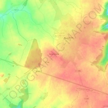Mapa topográfico Ferme Febvre, altitud, relieve