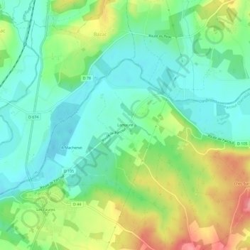 Mapa topográfico Lamaure, altitud, relieve
