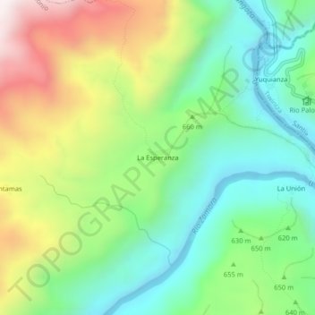 Mapa topográfico La Esperanza, altitud, relieve