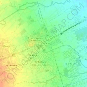 Mapa topográfico Paralayunan, altitud, relieve