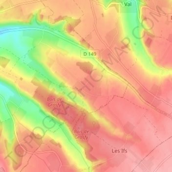Mapa topográfico Pelvert, altitud, relieve