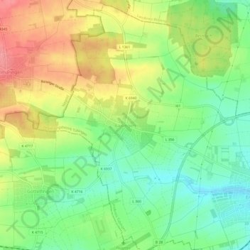 Mapa topográfico Baisingen, altitud, relieve