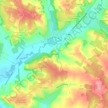 Mapa topográfico Taminage, altitud, relieve