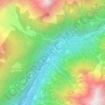 Mapa topográfico Rivasco, altitud, relieve