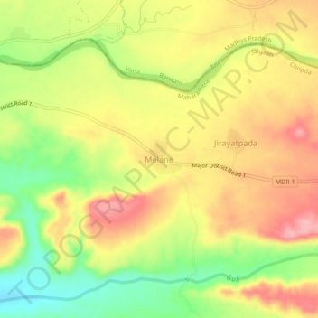 Mapa topográfico Melane, altitud, relieve