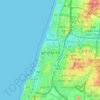 Mapa topográfico Tel Aviv, altitud, relieve