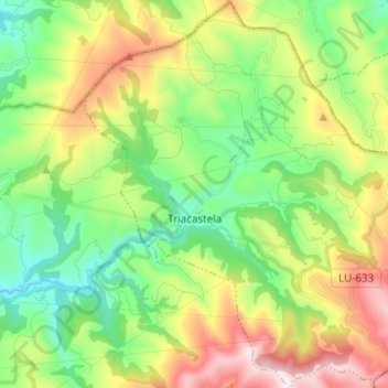 Mapa topográfico Triacastela, altitud, relieve