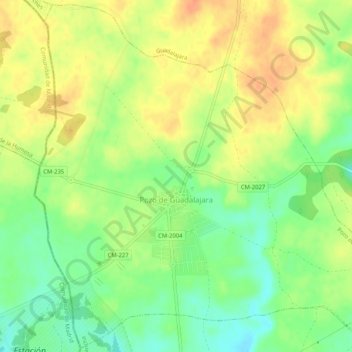 Mapa topográfico Pozo de Guadalajara, altitud, relieve