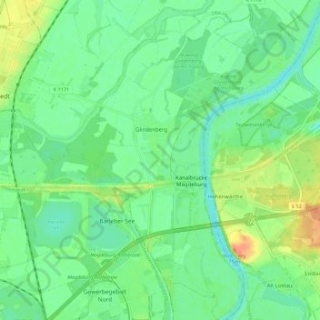 Mapa topográfico Glindenberg, altitud, relieve