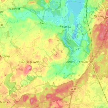 Mapa topográfico Flieth-Stegelitz, altitud, relieve