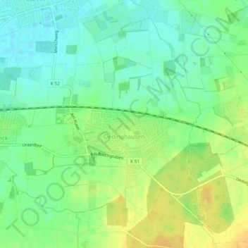 Mapa topográfico Dedinghausen, altitud, relieve